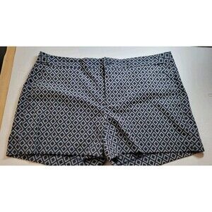 Banana Republic Womens 14 Hampton Fit Shorts Navy Blue Geometric Diamond EUC